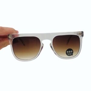 NEW Komono Clear Frame Sunglasses with Brown Gradient Lenses